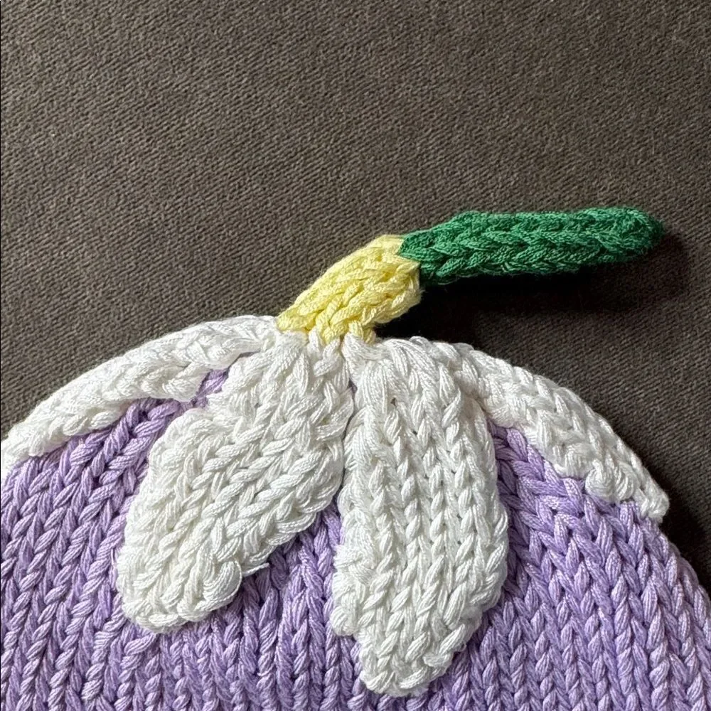 Bebe Chapeau Baby Girls Lilac Hat Daisy on Top 100% Cotton 0-6 months NEW